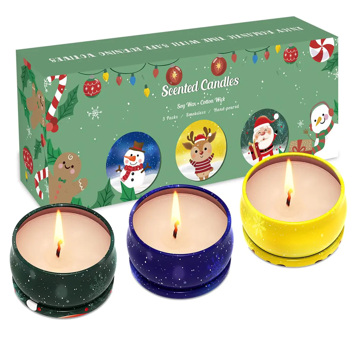 Scented Candles for Christmas 3 Pack Scented Candles Gift Set Soy Wax Aromatherapy Candles for Home Scented Christmas Gifts