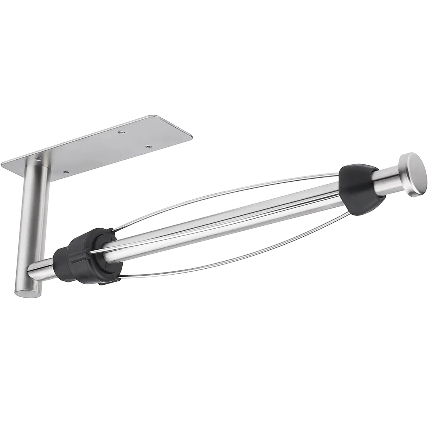 Gewtur Paper Towel Holder Under Cabinet Single Hand Operable Paper Towel Roll Holder with Damping Effect Self-Adhesive or Drilled Stainless Steel Paper Towel Holder for Kitchen Bathroom RV