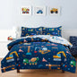 Holawakaka Trucks Tractors Cars Boy Bedding Comforter Set with Sheets Full Size Cartoon Construction Car Excavator Print Kids Bed in A Bag 5-Piece Boys Reversible Dorm Bed Sets (Navy Blue Full)