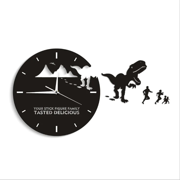 Creative Mirror Dinosaur Wall Clock for Home Decor