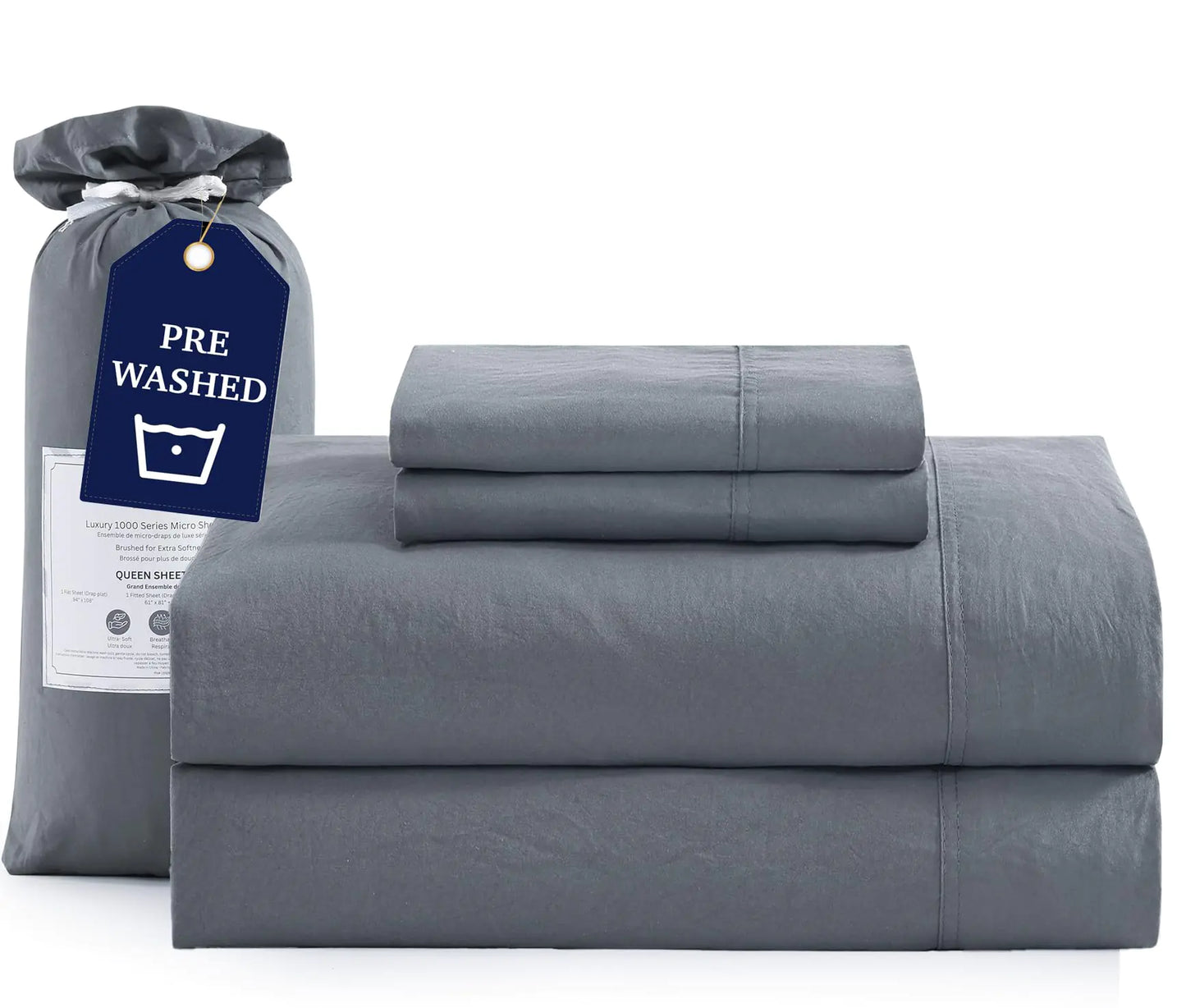 Casa Platino Charcoal King Split Sheets for Adjustable Bed 4 Piece Set Pre-Washed Ultra Soft Split King Bed Sheets Set - Microfiber Split King Sheet Set with Deep Pockets -Split King Bed Set