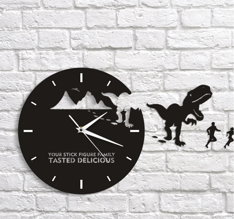 Creative Mirror Dinosaur Wall Clock for Home Decor