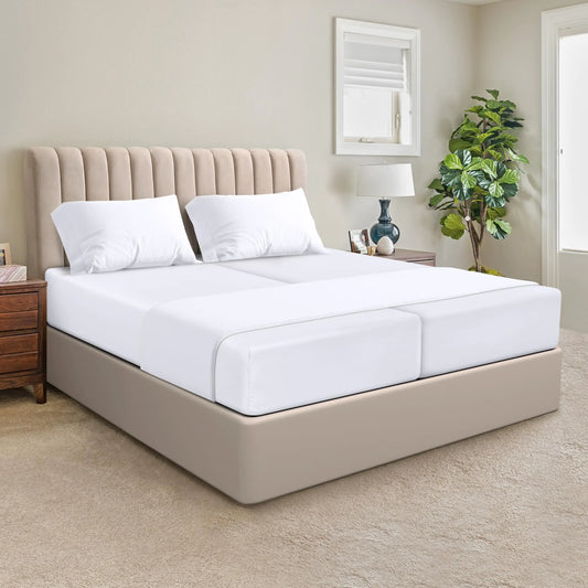 Utopia Bedding Split King Bed Sheets Set - 5 Piece Bedding - Brushed Microfiber - Shrinkage and Fade Resistant - Easy Care (Split King White)