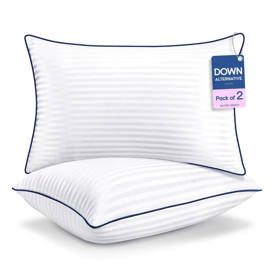 SAVORI Bed Pillows for Sleeping Standard Size Set of 2 - Down Alternative Filling Pillow Cooling Soft Hotel Quality Pillow for Back Stomach or Side Sleepers-20x26 Inch