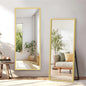 GlasFlength Full Length Mirror with Stand - 57" x 20" Full Body Mirror with Aluminum Alloy Frame Wall-Mounted/Leaning Against Wall/Standing Floor Mirror for Bedroom Living Room and Entryway Gold