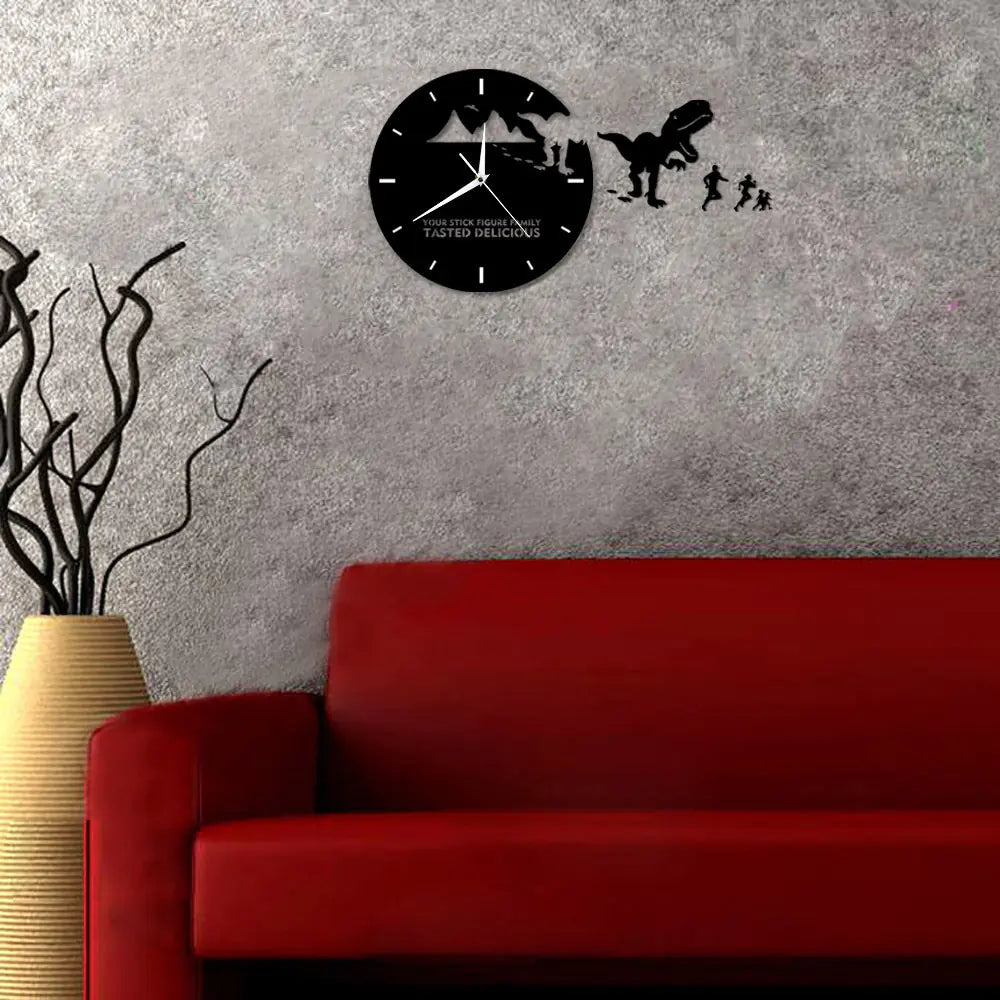 Creative Mirror Dinosaur Wall Clock for Home Decor