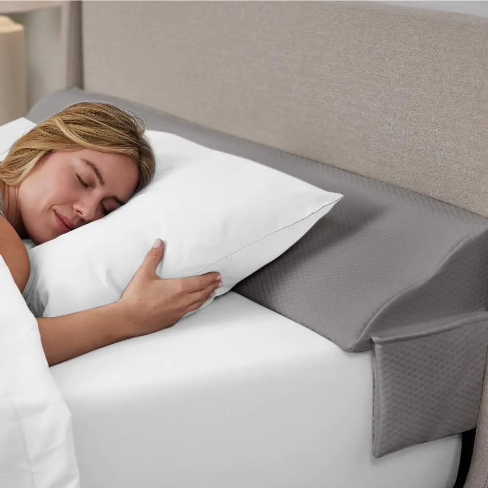 Gorilla Grip Bed Wedge Pillow Headboard Gap Filler Comfortable and Supportive High Density Foam Angled Pillows Stay In Place Gripping Dots Support Sleep Wedges Between Mattress King Size Soft Gray