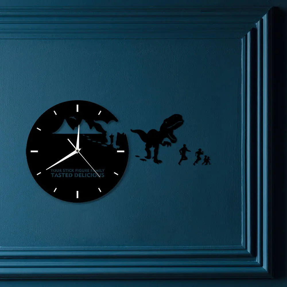 Creative Mirror Dinosaur Wall Clock for Home Decor