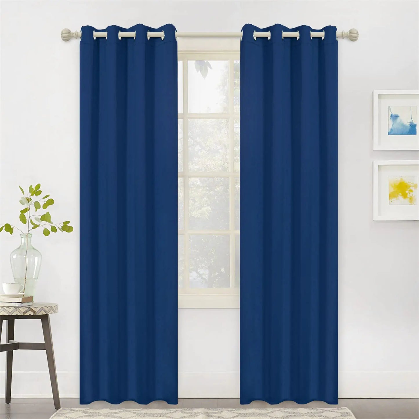 MYSKY HOME Blackout Curtains for Living Room Thermal Insulated Navy Blue Curtains 80 Inches Room Darkening Panels for Sleeping Grommet Kids Bedroom Curtain 2PCS 52 x 80 in Navy Blue