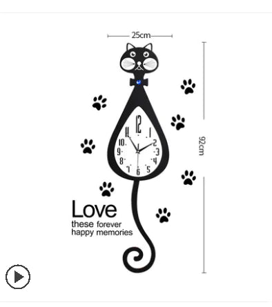 Cat Tail Clock - Stylish Cartoon Wall Clock for Home
