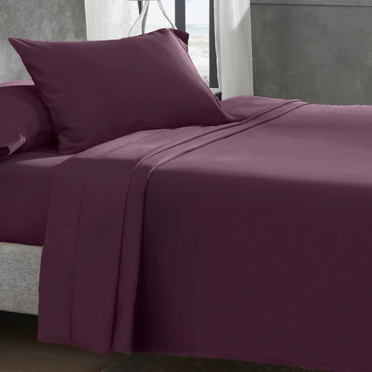 California Design Den Twin Sheets Set 400 Thread Count Sateen Cooling Sheets 100% Cotton Sheets Soft Luxury 3 Pc Dorm Rooms & Adults Twin Bed Sheets Set (Soft Plum Sheets)