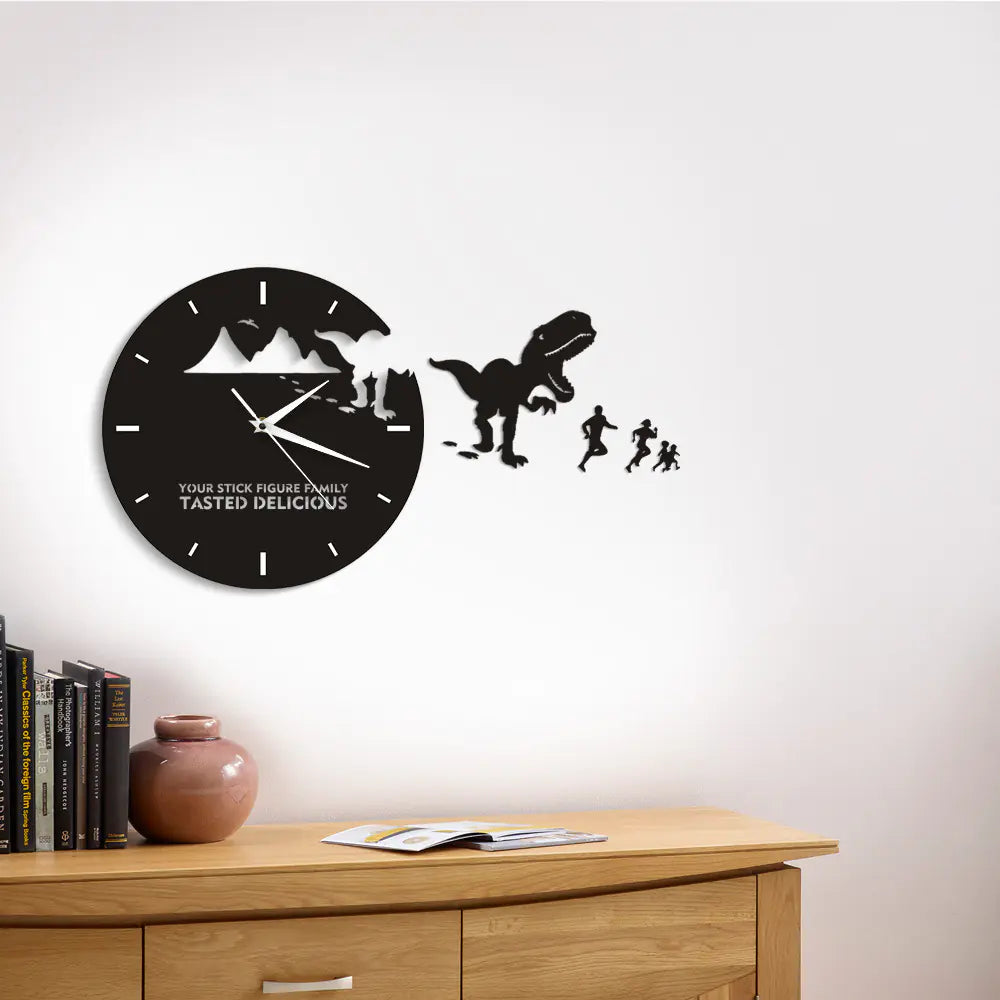 Creative Mirror Dinosaur Wall Clock for Home Decor