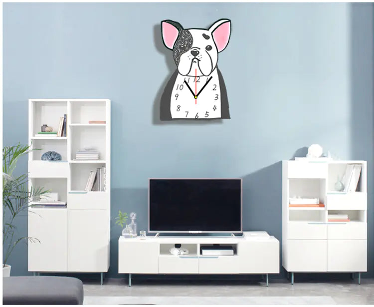 Bull Terrier Cartoon Wall Clock for Home Decor