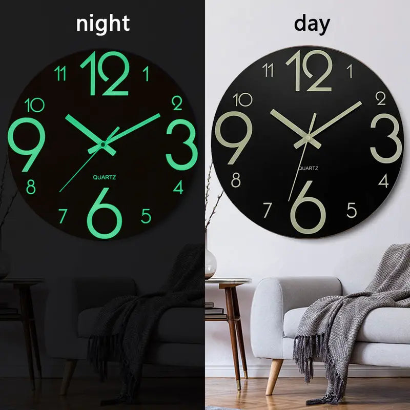 Luminous Round Wooden Wall Clock for Home Decor