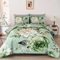 Dintszyayue Queen Sage Green Comforter Set7 Pieces Green Floral Bed in a Bad Elegant Flower Print Bedding Set Soft Microfiber Bed Set for All Season with Flat Sheet Fitted Sheets Pillowcases&Shams