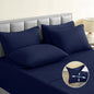 BYSURE Jersey Knit Full Size Bed Sheets 6 Pieces Stretch Super Soft and Wrinkle-Free Bed Sheets Spandex Blend with 18-inch Deep Pocket Navy Blue