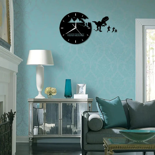 Creative Mirror Dinosaur Wall Clock for Home Decor