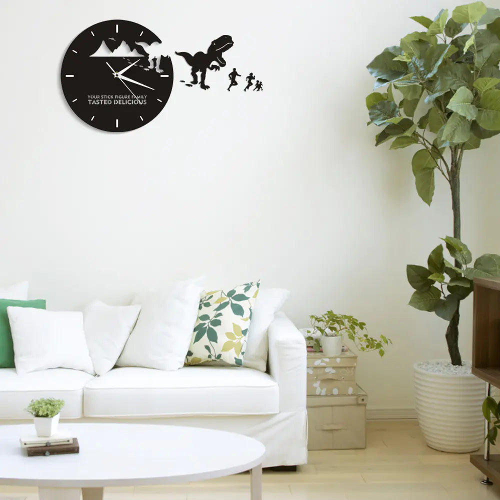 Creative Mirror Dinosaur Wall Clock for Home Decor