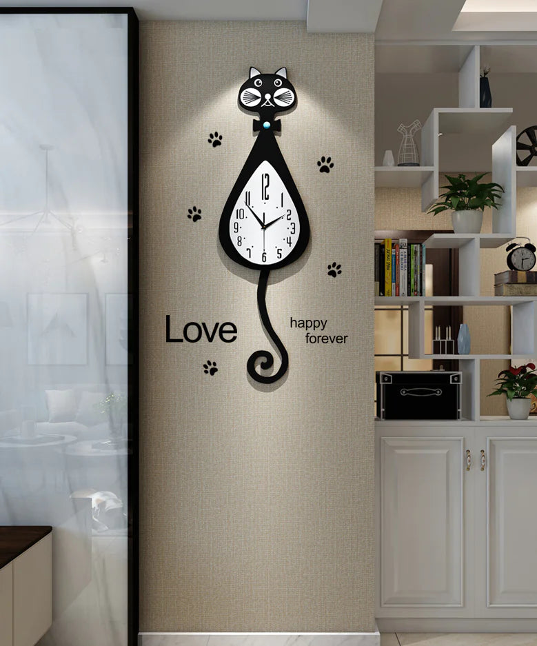 Cat Tail Clock - Stylish Cartoon Wall Clock for Home