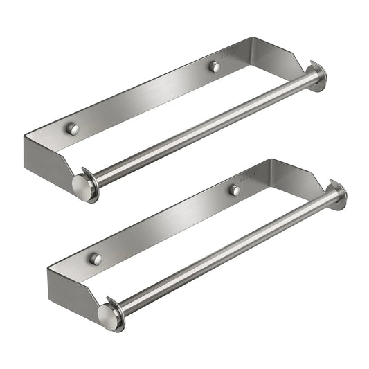 Paper Towel Holder Under Cabinet Wall Mount Paper Towel Holder Self-Adhesive or Drilling Under Cabinet Paper Towel Holder for Kitchen & Bathroom Silver-2 Pack