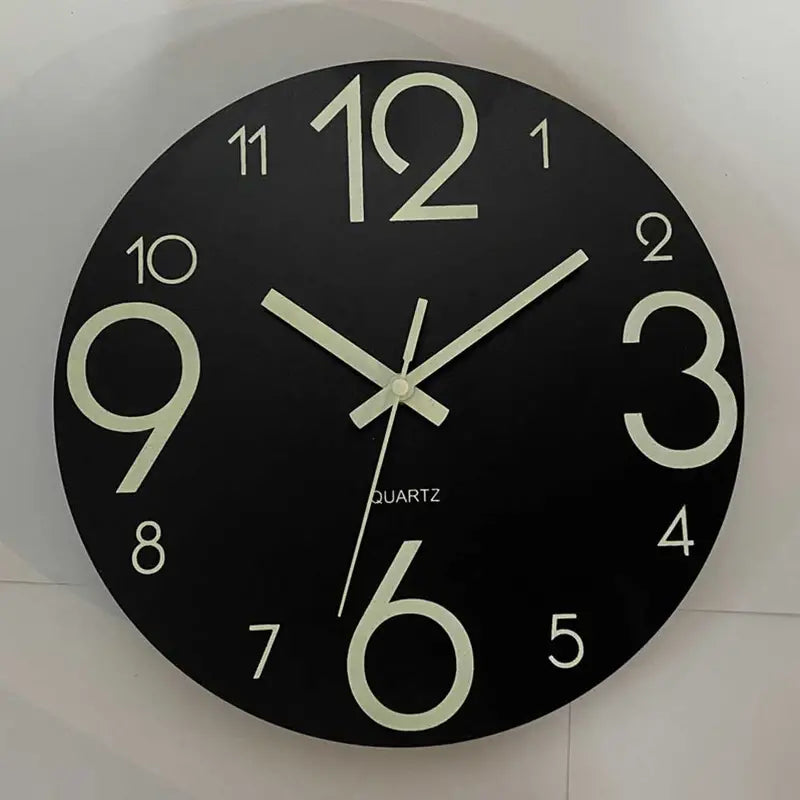Luminous Round Wooden Wall Clock for Home Decor