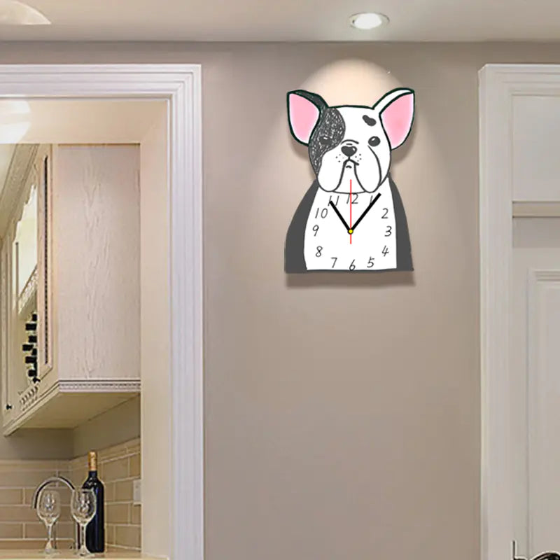 Bull Terrier Cartoon Wall Clock for Home Decor