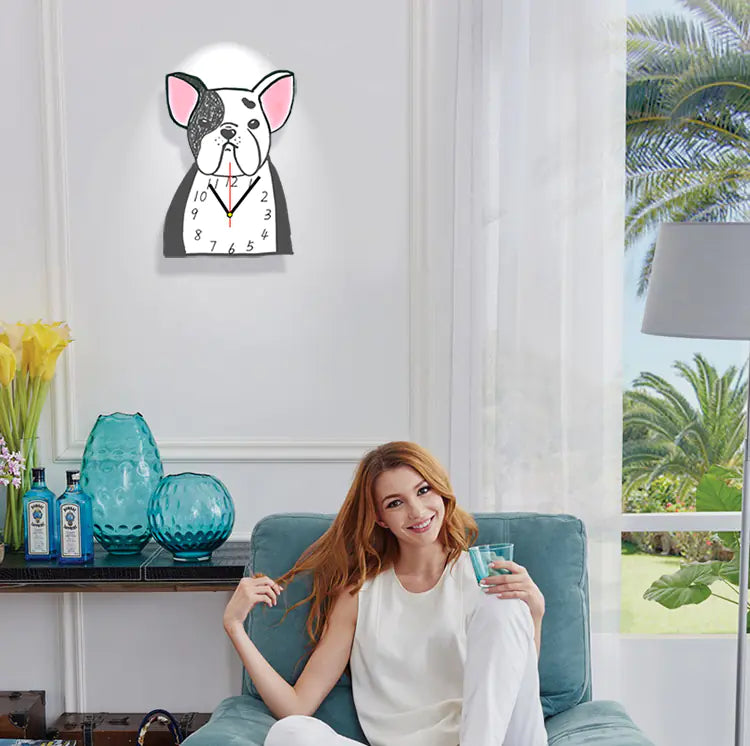 Bull Terrier Cartoon Wall Clock for Home Decor