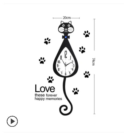 Cat Tail Clock - Stylish Cartoon Wall Clock for Home