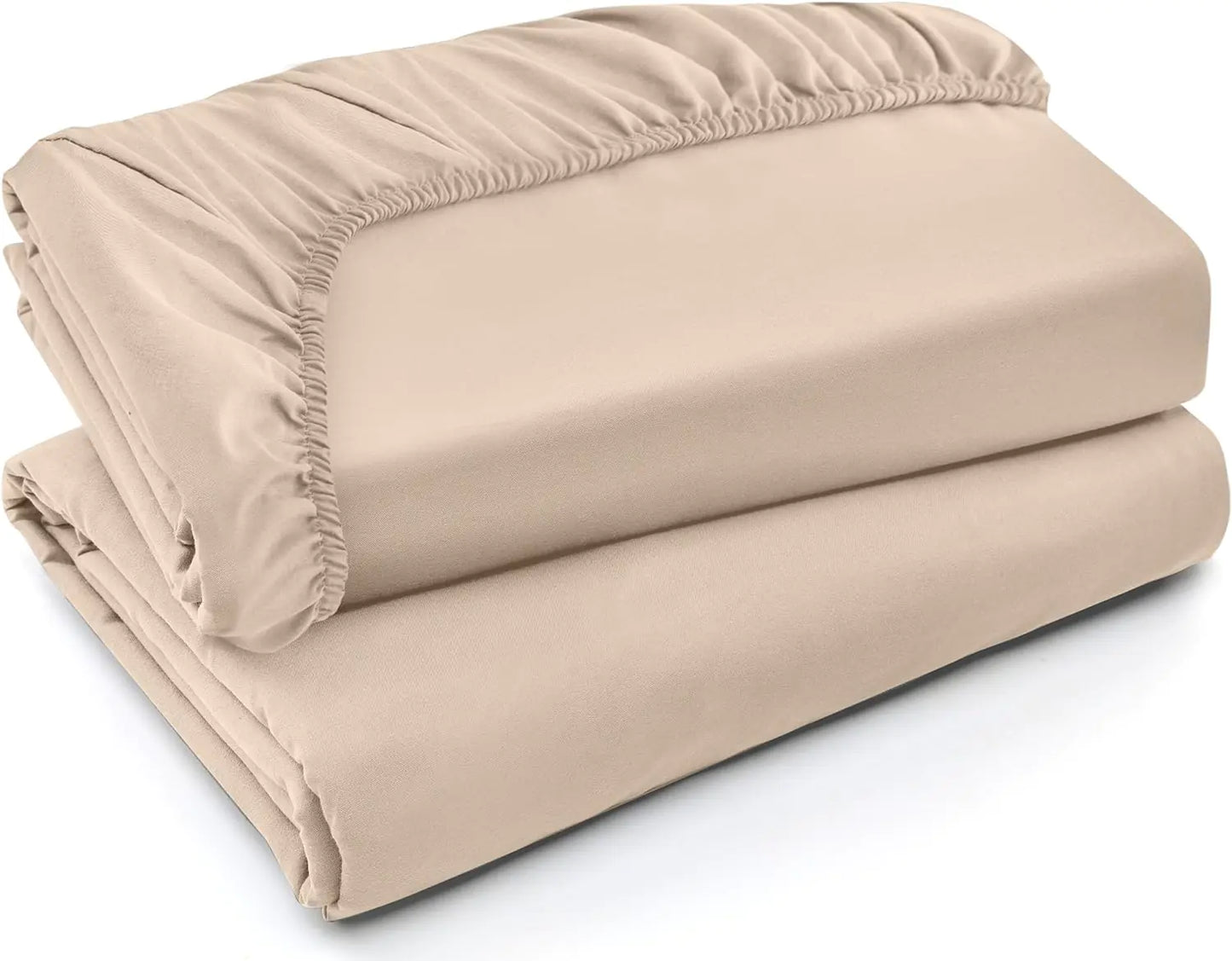 Utopia Bedding King Fitted Sheets - Bulk Pack of 2 Bottom Sheets - Soft Brushed Microfiber - Deep Pockets - Shrinkage & Fade Resistant - Easy Care (Beige)