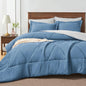 BEDELITE Queen Comforter Set 7 Pieces Bed in A Bag - Soft Microfiber Reversible Blue Bed Set with Comforters Sheets Pillowcases & Shams Cozy Luxury Bedding Sets for All Season