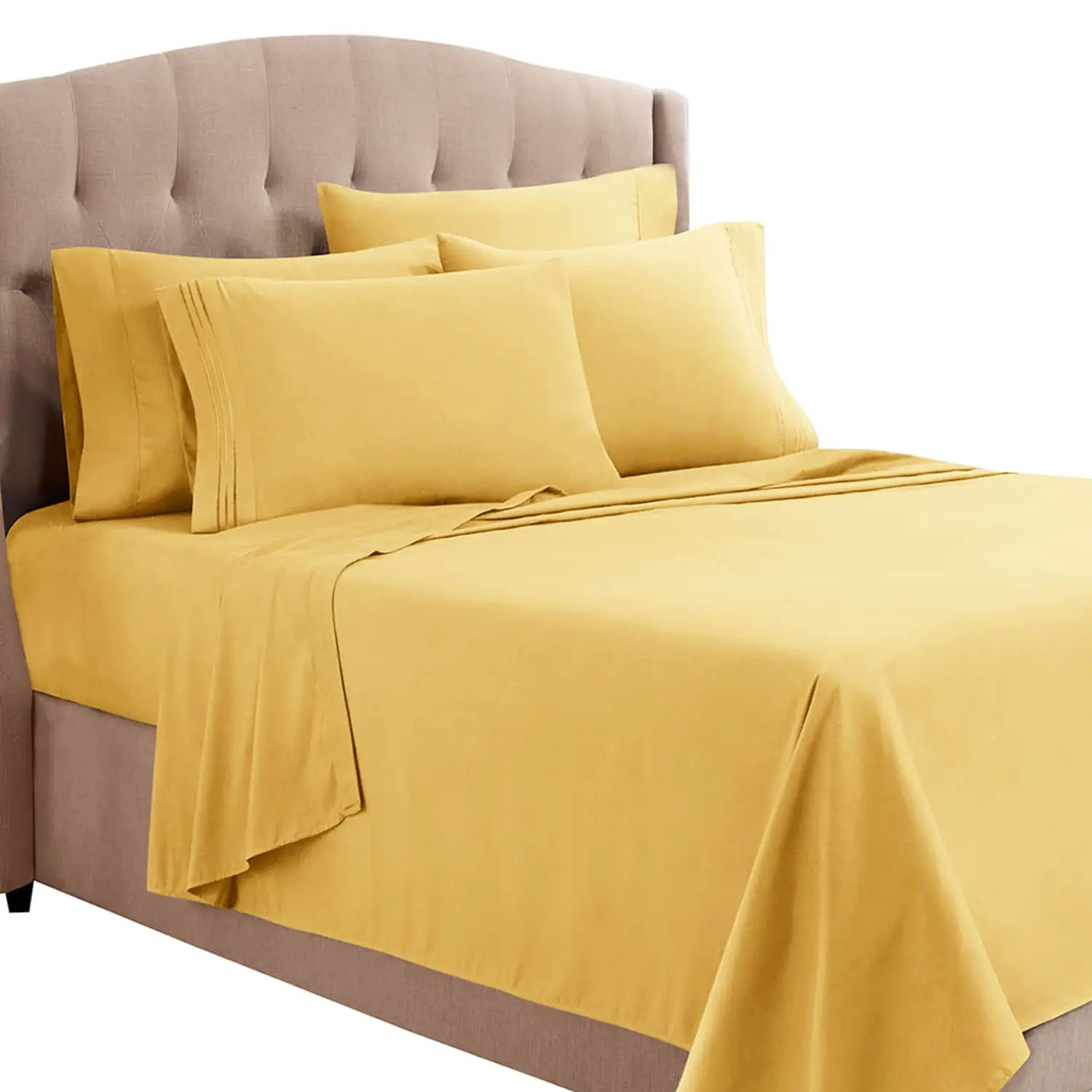 Clara Clark Twin Sheets 5 Piece Set - Hotel Luxury Sheets for Twin Size Bed Super Soft Bedding Sheets & Pillowcases Twin Size Sheets Mellow Yellow