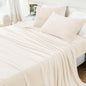 YIYEA Fleece Sheets King Size Luxury Ultra Soft Fuzzy Bed Sheets Set Fluffy Plush Velvet Bedding Sheets for Fall Winter Cozy Warmth and No Shedding 4PC Ivory