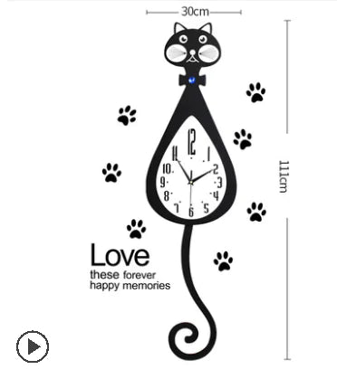 Cat Tail Clock - Stylish Cartoon Wall Clock for Home
