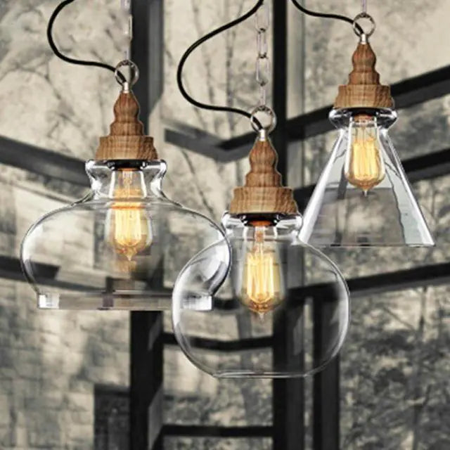 Nordic Rustic Transparent Glass Pendant Lamp