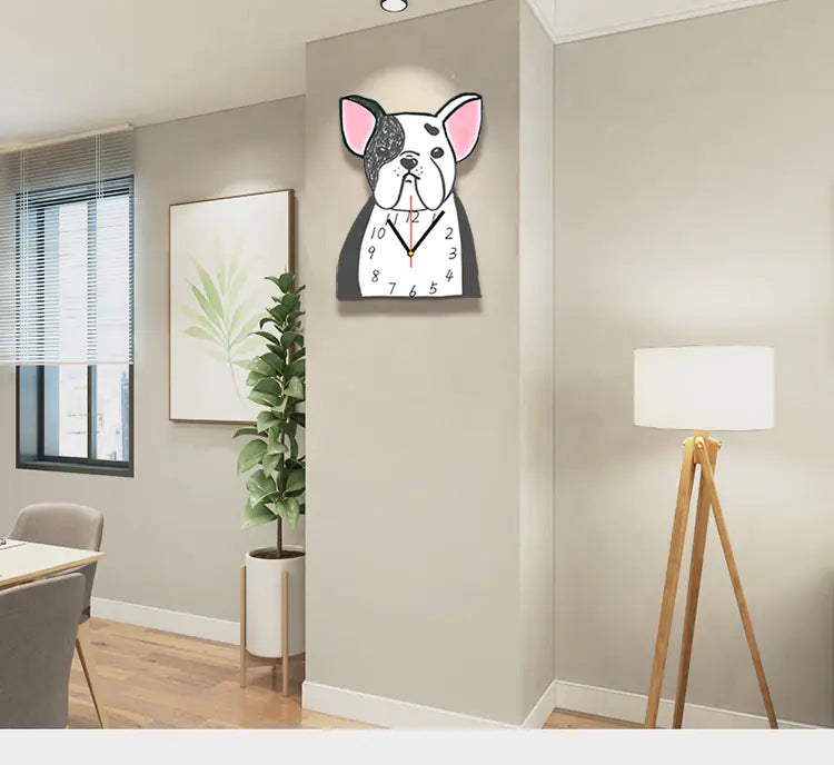 Bull Terrier Cartoon Wall Clock for Home Decor