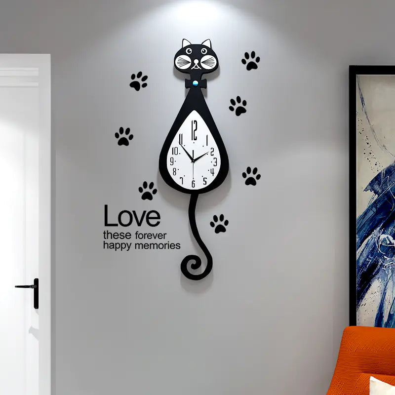 Cat Tail Clock - Stylish Cartoon Wall Clock for Home